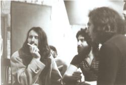 Matthew Kelly, Bill Cutler & Jerry Garcia in the studio listening back to first takes of “Riding High” from Kelly’s solo LP “A Wing & A Prayer”